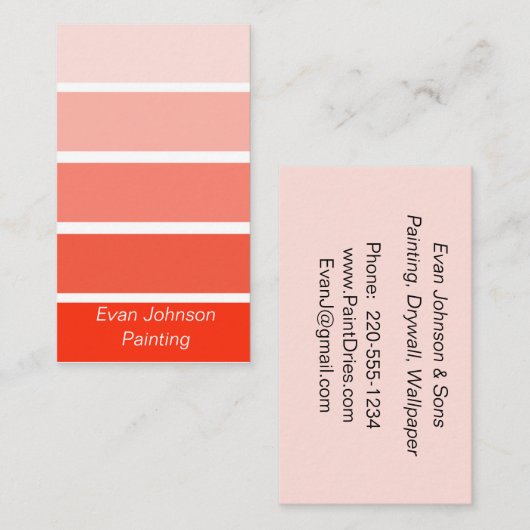 Carte De Visite Échantillons de peinture orange (Devant / Derrière)
