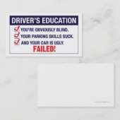 Carte De Visite ÉCHEC de l'éducation du conducteur (Devant / Derrière)