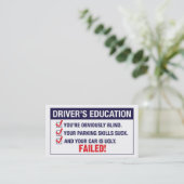Carte De Visite ÉCHEC de l'éducation du conducteur (Debout devant)