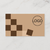 Carte De Visite Echecboard Beige et Brown avec logo et Cool photo (Devant)
