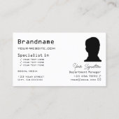 Carte De Visite Échecboard Black Light Grey avec logo et photo (Dos)