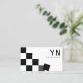 Carte De Visite Echecboard noir et blanc avec Monogramme et photo (Debout devant)
