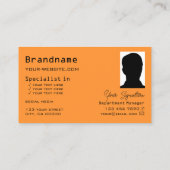 Carte De Visite Echecboard orange et noir avec Monogram & Photo (Dos)