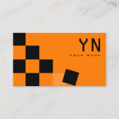 Carte De Visite Echecboard orange et noir avec Monogramme Moderne (Devant)
