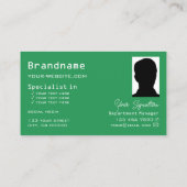 Carte De Visite Echecboard vert et blanc avec logo et photo chic (Dos)