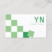 Carte De Visite Echecboard vert et blanc avec Monogramme et photo (Devant)
