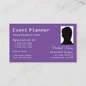 Carte De Visite Echecboard violet et blanc moderne avec Photo Chic (Dos)