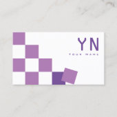 Carte De Visite Échecs violet et blanc avec monogramme et photo (Devant)
