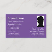 Carte De Visite Échecs violets et blancs avec logo et Cool photo (Dos)