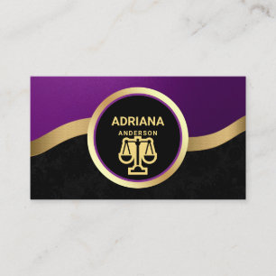 Carte De Visite Échelle de Justice Avocat Or Pourpre Royale