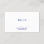 Carte De Visite Échelle de justice blanc Icône sur Royal Blue (Dos)