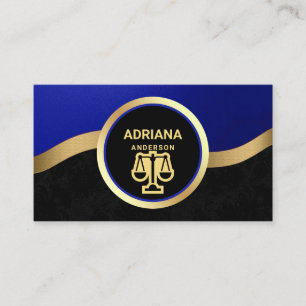 Carte De Visite Échelle de justice d'avocat bleu or royal Avocat