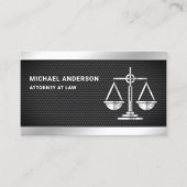 Carte De Visite Échelle de justice en maille noire argentée Avocat (Devant)