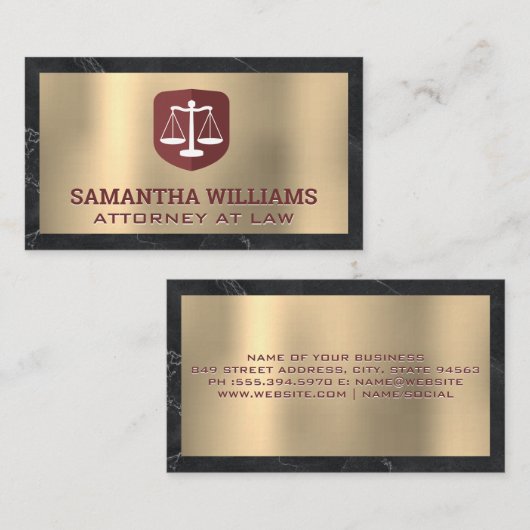 Carte De Visite Échelle de justice | Or et marbre (Devant / Derrière)