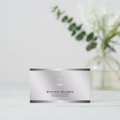 Carte De Visite Échelle juridique argentée blanche de justice (Debout devant)