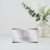 Carte De Visite Échelle juridique argentée blanche de justice (Debout devant)