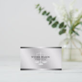 Carte De Visite Échelle juridique en acier blanche et argentée (Debout devant)