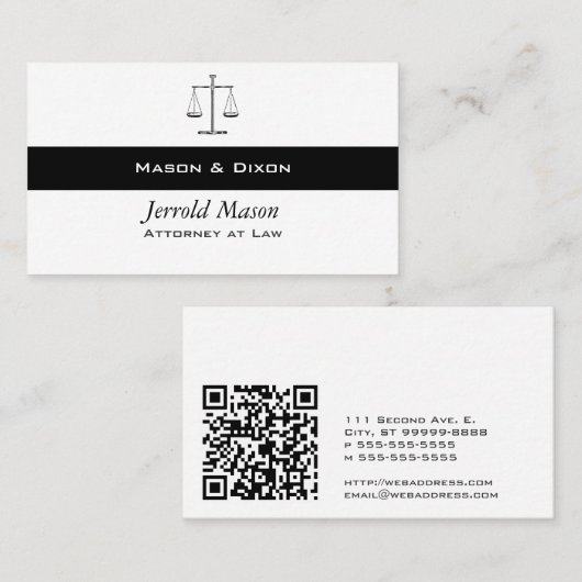 Carte De Visite Échelles de justice avec codes QR (Devant / Derrière)