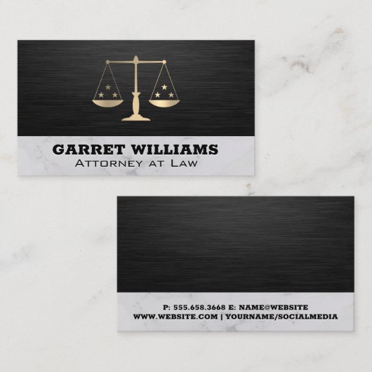 Carte De Visite Échelles de justice | Avocat Sleek (Devant / Derrière)
