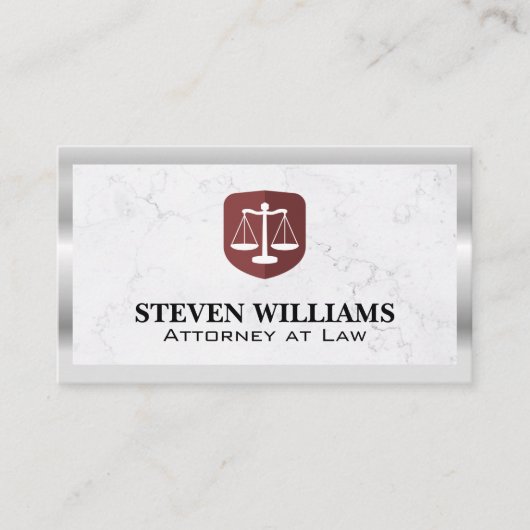 Carte De Visite Échelles de justice | Marbre | Bordure métallique (Devant)