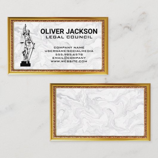 Carte De Visite Échelles de justice | Marbre or marbre (Devant / Derrière)