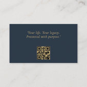 Carte De Visite Échelles de Justice Marine Bleu Or Code QR Légal (Dos)