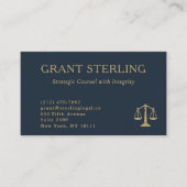 Carte De Visite Échelles de Justice Marine Bleu Or Code QR Légal (Devant)