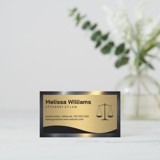 Carte De Visite Échelles de justice | Métallique d'or (Debout devant)