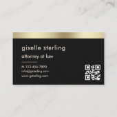 Carte De Visite Échelles d'or de la justice Avocat Black (Dos)