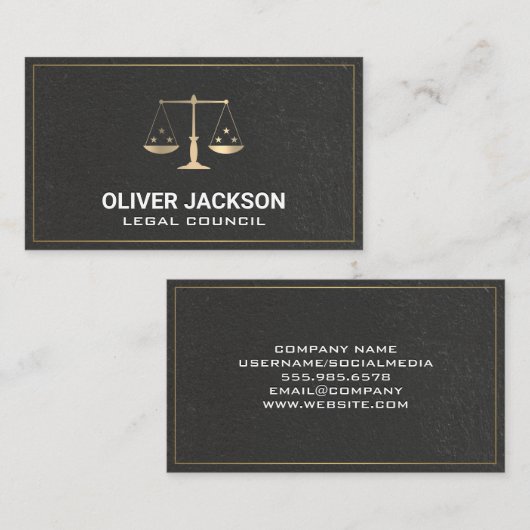 Carte De Visite Échelles Gold Justice | Texture murale noire (Devant / Derrière)