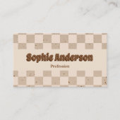 Carte De Visite Échiquier élégant beige et marron avec code QR (Devant)