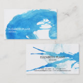 Carte De Visite Éclaboussure d'aquarelle de bleu d'océan (Devant / Derrière)
