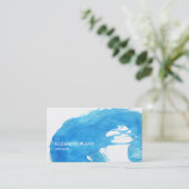 Carte De Visite Éclaboussure d'aquarelle de bleu d'océan (Debout devant)