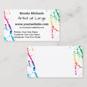 Carte De Visite [Éclaboussure de peinture] blanc moderne d'artiste (Devant / Derrière)