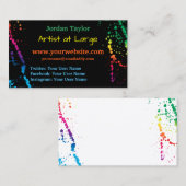 Carte De Visite [Éclaboussure de peinture] noir moderne d'artiste (Devant / Derrière)