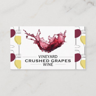 Carte De Visite Éclaboussure de vin   Motif verre rouge blanc