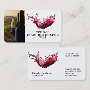 Carte De Visite Éclaboussure de vin Vignoble Bouteilles de vin
