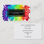 Carte De Visite Éclaboussure lumineuse d'arc-en-ciel d'aquarelle (Devant / Derrière)