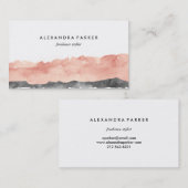 Carte De Visite Éclaboussure moderne | d'aquarelle rose et noir (Devant / Derrière)