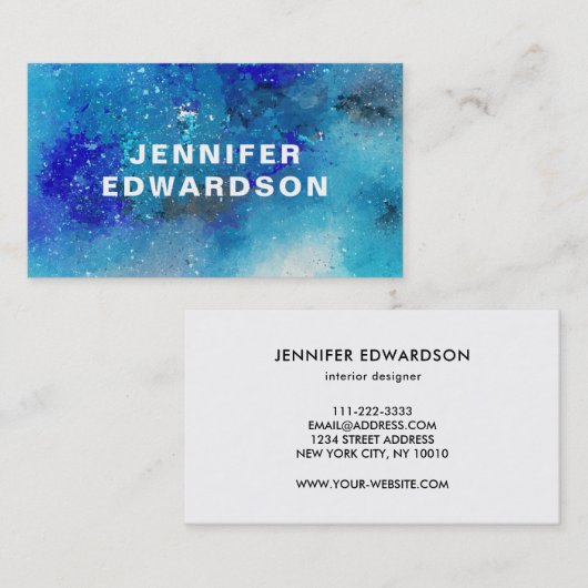 Carte De Visite Éclaboussure pourpre bleue d'éclaboussure (Devant / Derrière)