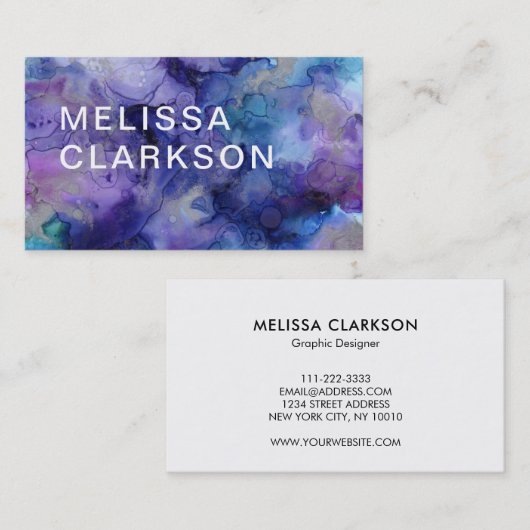 Carte De Visite Éclaboussure pourpre bleue d'éclaboussure (Devant / Derrière)