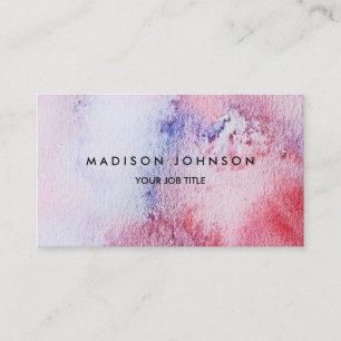 Carte De Visite Éclaboussure rose bleue d'aquarelle peinte à la