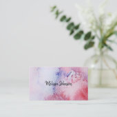 Carte De Visite Éclaboussure rose bleue d'aquarelle peinte à la (Debout devant)