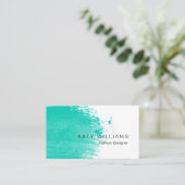 Carte De Visite Éclaboussure turquoise d'aquarelle de turquoise (Debout devant)