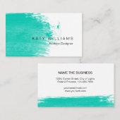 Carte De Visite Éclaboussure turquoise d'aquarelle de turquoise (Devant / Derrière)