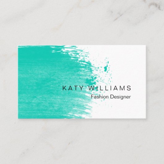 Carte De Visite Éclaboussure turquoise d'aquarelle de turquoise (Devant)