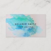 Carte De Visite Éclaboussure turquoise moderne d'aquarelle de vert (Devant)
