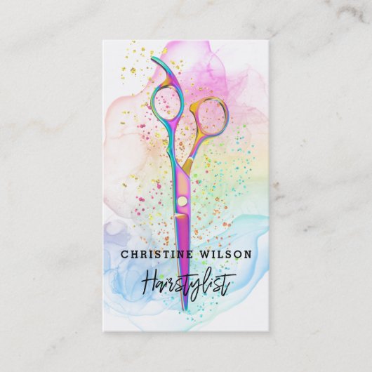 Carte De Visite éclaboussures d'encre du coiffeur (Devant)