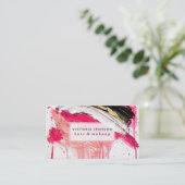 Carte De Visite Éclaboussures noires roses modernes de traçages (Debout devant)