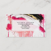 Carte De Visite Éclaboussures noires roses modernes de traçages (Dos)